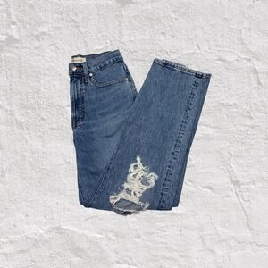 Madewell The Perfect Vintage Straight Leg Jean Women's Size 25 Ripped Denim